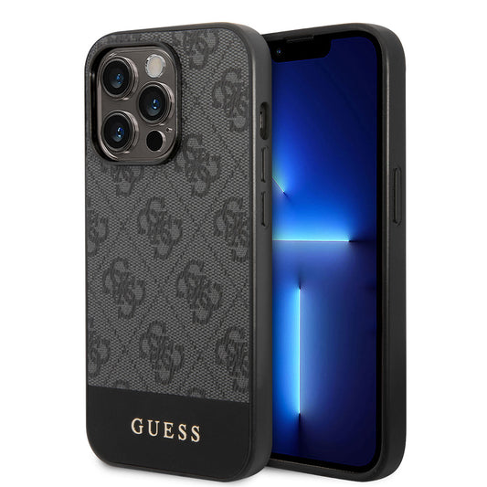 iPhone 14 Pro Max Kılıf GUESS PU Deri Şerit Logo Dizaynlı Kapak