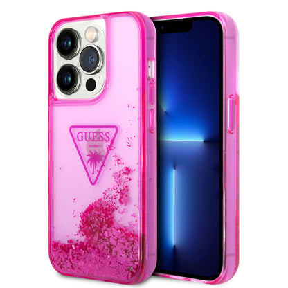 iPhone 14 Pro Max Kılıf GUESS Transparan Sıvılı Simli Dizayn Kapak