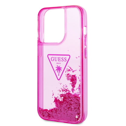 iPhone 14 Pro Max Kılıf GUESS Transparan Sıvılı Simli Dizayn Kapak