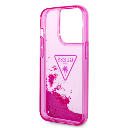 iPhone 14 Pro Max Kılıf GUESS Transparan Sıvılı Simli Dizayn Kapak
