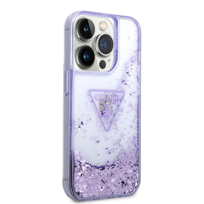 iPhone 14 Pro Max Kılıf GUESS Transparan Sıvılı Simli Dizayn Kapak