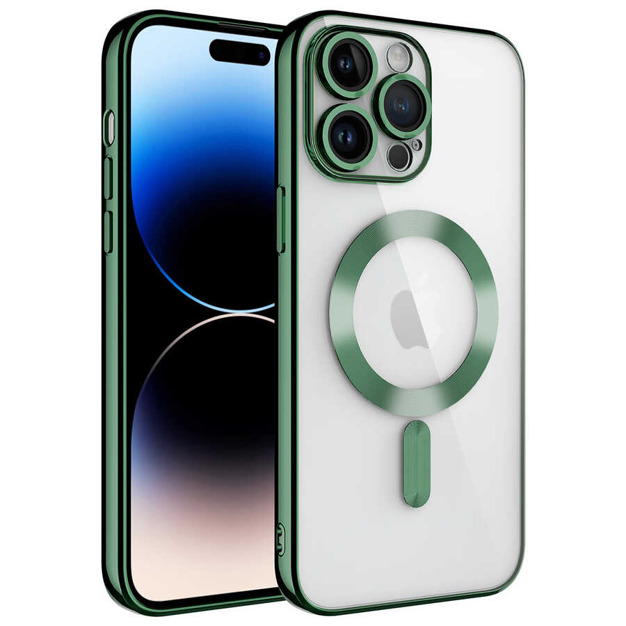 Apple iPhone 14 Pro Max Kılıf Kamera Korumalı M-safe Wireless Şarj Özellikli Zore Demre Kapak