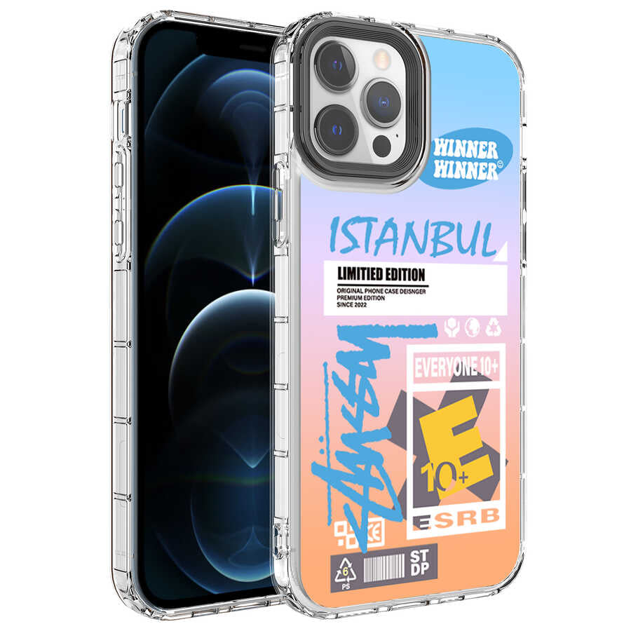 Apple iPhone 14 Pro Max Kılıf Kamera Korumalı Renkli Desenli Sert Silikon Zore Korn Kapak