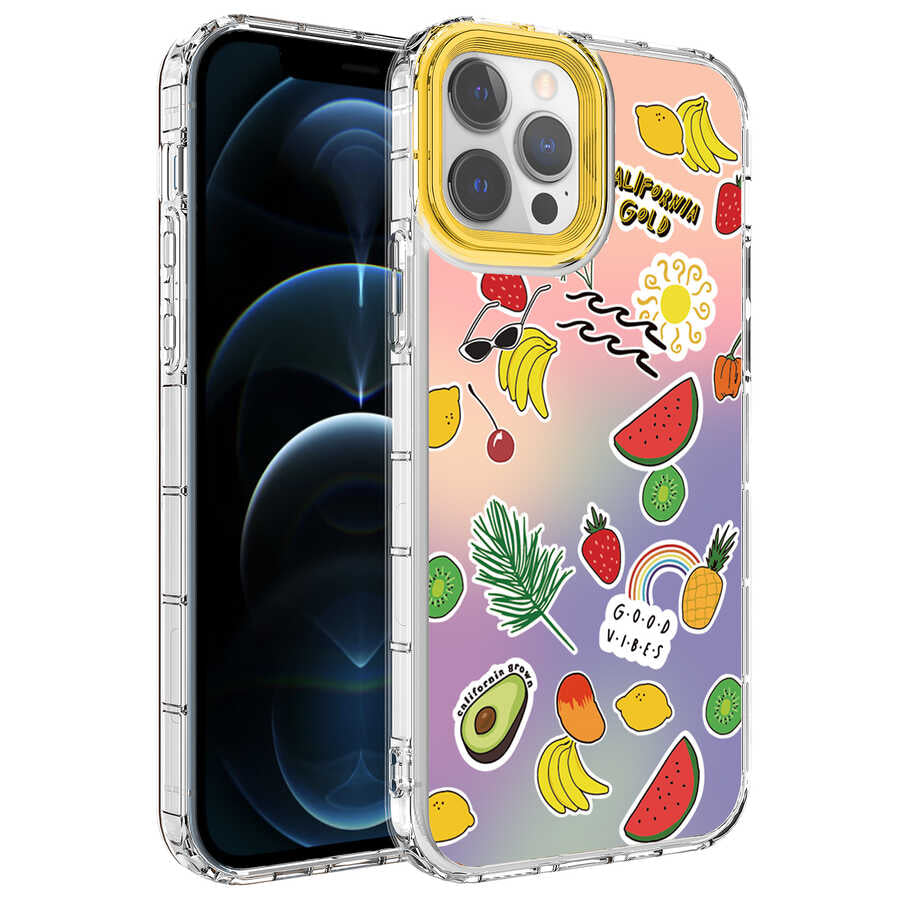 Apple iPhone 14 Pro Max Kılıf Kamera Korumalı Renkli Desenli Sert Silikon Zore Korn Kapak