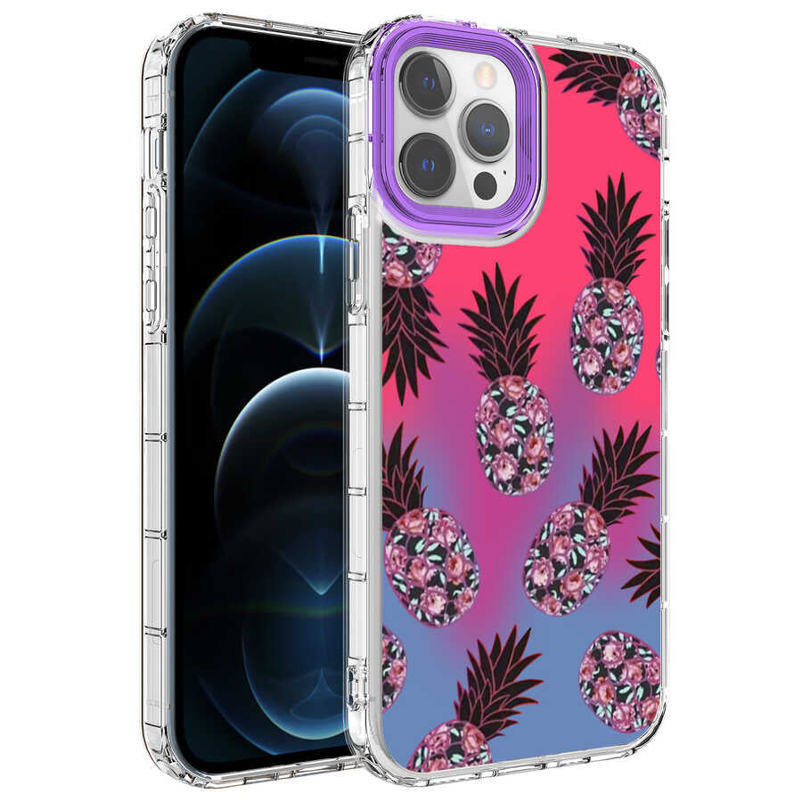 Apple iPhone 14 Pro Max Kılıf Kamera Korumalı Renkli Desenli Sert Silikon Zore Korn Kapak