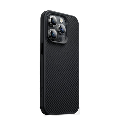 iPhone 14 Pro Max Kılıf Karbon Fiber M-safe Şarj Özellikli Benks 600D Hybrid Kevlar Kapak