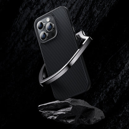 iPhone 14 Pro Max Kılıf Karbon Fiber M-safe Şarj Özellikli Benks 600D Hybrid Kevlar Kapak