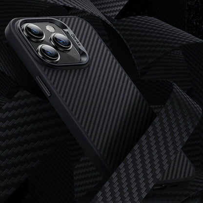 iPhone 14 Pro Max Kılıf Karbon Fiber M-safe Şarj Özellikli Benks Hybrid ArmorPro 600D Kevlar Kapak