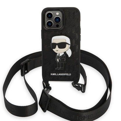 iPhone 14 Pro Max Kılıf Karl Lagerfeld Boyun Askılı Karl Dizayn Kapak
