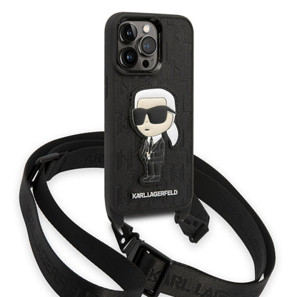 iPhone 14 Pro Max Kılıf Karl Lagerfeld Boyun Askılı Karl Dizayn Kapak