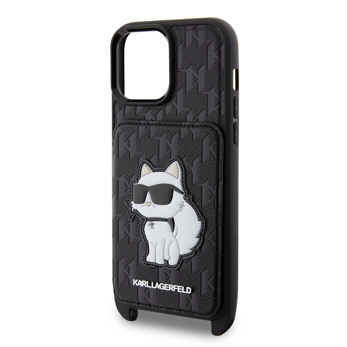 iPhone 14 Pro Max Kılıf Karl Lagerfeld Boyun Askılı Kartlıklı Choupette Dizayn Kapak