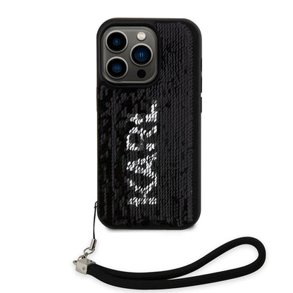 iPhone 14 Pro Max Kılıf Karl Lagerfeld El Askısı İpli Hareketli Pullu Dizayn Kapak