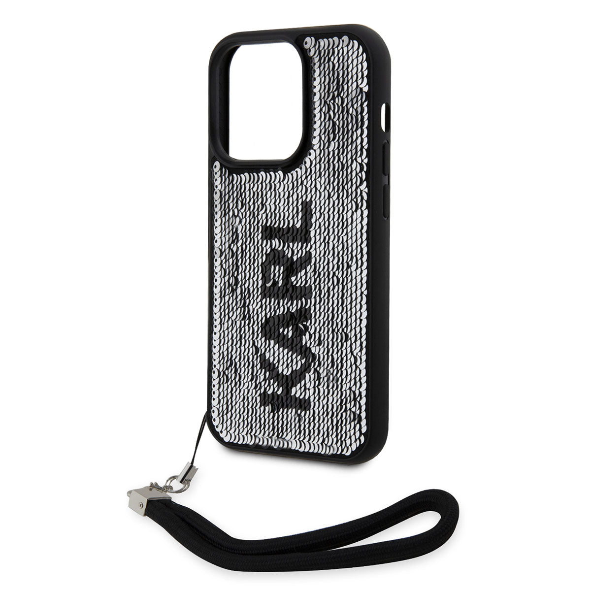 iPhone 14 Pro Max Kılıf Karl Lagerfeld El Askısı İpli Hareketli Pullu Dizayn Kapak