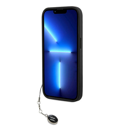 iPhone 14 Pro Max Kılıf Karl Lagerfeld Orjinal Lisanslı Anahtarlıklı Taşlı KL Yazılı Saffiano Rhinestones Kapak