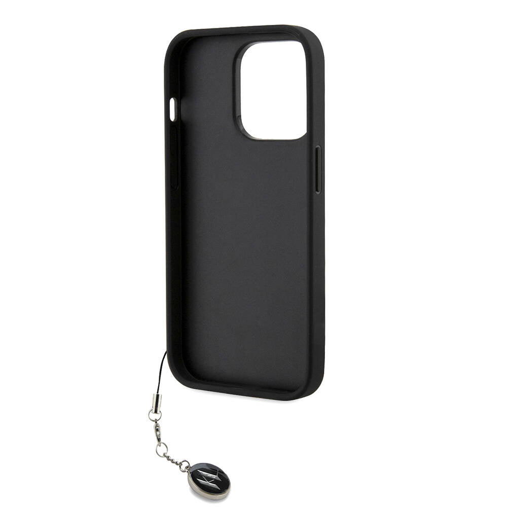 iPhone 14 Pro Max Kılıf Karl Lagerfeld Orjinal Lisanslı Anahtarlıklı Taşlı KL Yazılı Saffiano Rhinestones Kapak