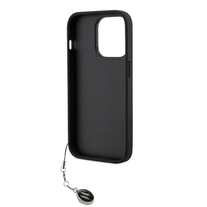 iPhone 14 Pro Max Kılıf Karl Lagerfeld Orjinal Lisanslı Anahtarlıklı Taşlı KL Yazılı Saffiano Rhinestones Kapak
