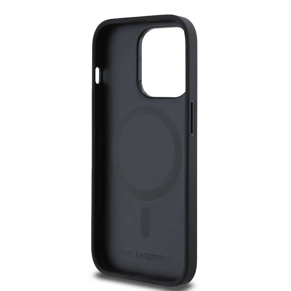 iPhone 14 Pro Max Kılıf Karl Lagerfeld Orjinal Lisanslı M-safe Şarj Özellikli KL Yazılı Hot Stamp Kapak