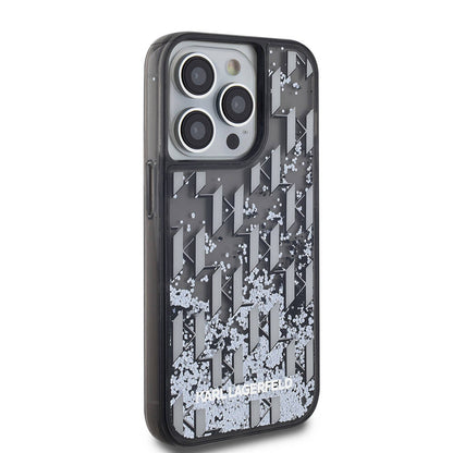 iPhone 14 Pro Max Kılıf Karl Lagerfeld Orjinal Lisanslı Simli KL Yazılı Monogram Gradıent Kapak