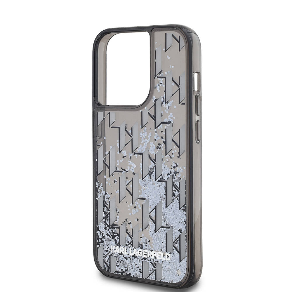 iPhone 14 Pro Max Kılıf Karl Lagerfeld Orjinal Lisanslı Simli KL Yazılı Monogram Gradıent Kapak