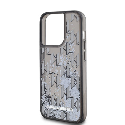 iPhone 14 Pro Max Kılıf Karl Lagerfeld Orjinal Lisanslı Simli KL Yazılı Monogram Gradıent Kapak