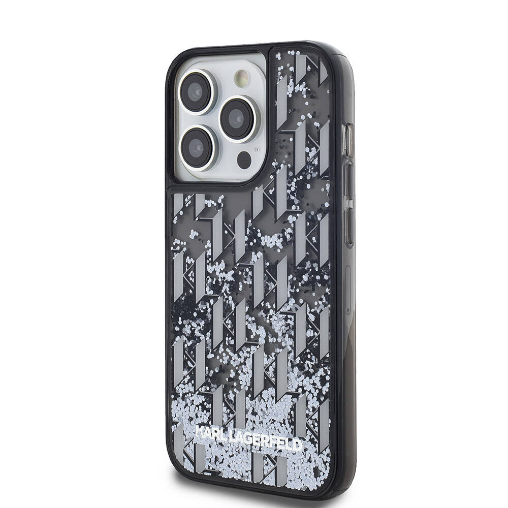 iPhone 14 Pro Max Kılıf Karl Lagerfeld Orjinal Lisanslı Simli KL Yazılı Monogram Gradıent Kapak