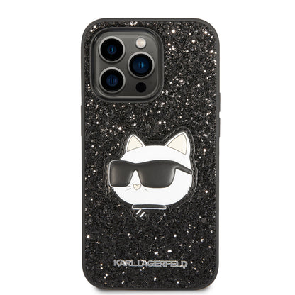 iPhone 14 Pro Max Kılıf Karl Lagerfeld Parlak Taşlı Choupette Dizayn Kapak