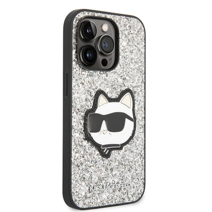 iPhone 14 Pro Max Kılıf Karl Lagerfeld Parlak Taşlı Choupette Dizayn Kapak