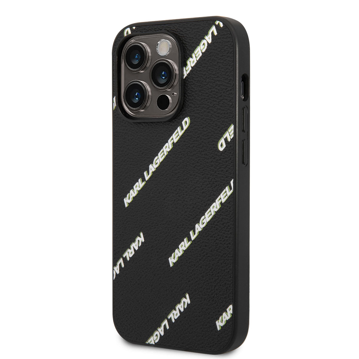 iPhone 14 Pro Max Kılıf Karl Lagerfeld PU Suni Deri Logolu Dizayn Kapak