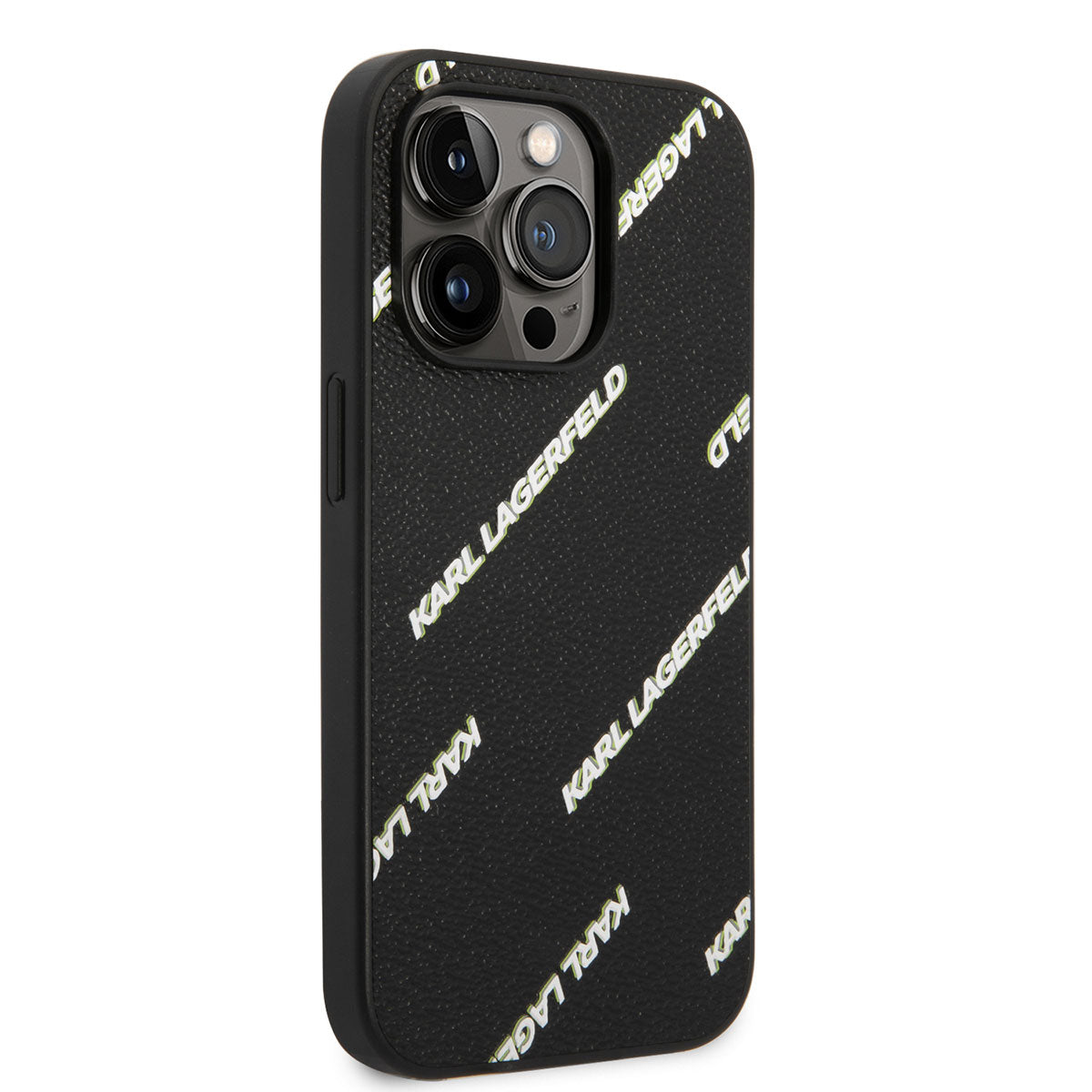 iPhone 14 Pro Max Kılıf Karl Lagerfeld PU Suni Deri Logolu Dizayn Kapak