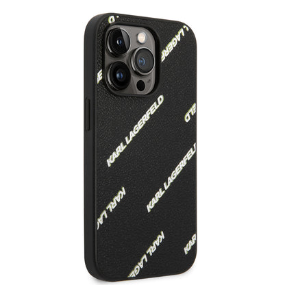 iPhone 14 Pro Max Kılıf Karl Lagerfeld PU Suni Deri Logolu Dizayn Kapak