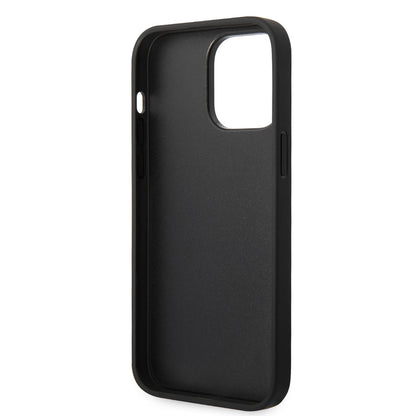 iPhone 14 Pro Max Kılıf Karl Lagerfeld PU Suni Deri Şerit Dizayn Kapak