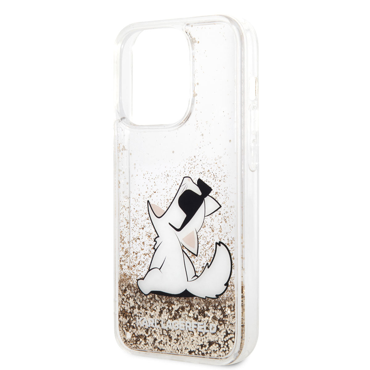 iPhone 14 Pro Max Kılıf Karl Lagerfeld Sıvılı Simli Choupette Dizayn Kapak