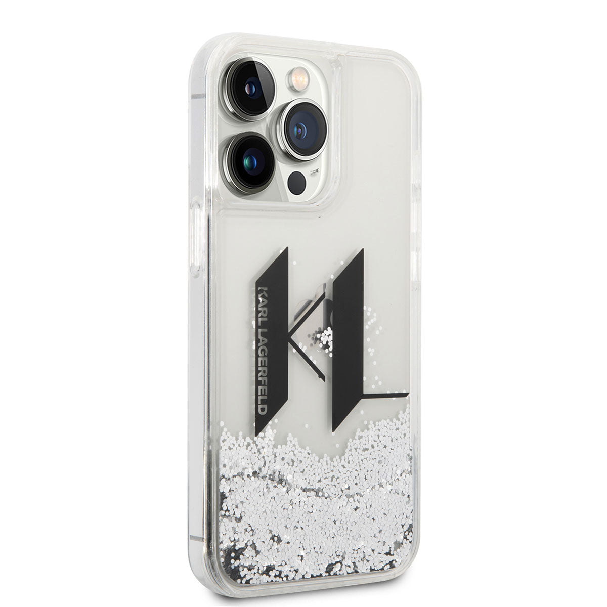 iPhone 14 Pro Max Kılıf Karl Lagerfeld Sıvılı Simli Dizayn Kapak
