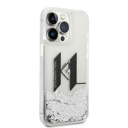 iPhone 14 Pro Max Kılıf Karl Lagerfeld Sıvılı Simli Dizayn Kapak