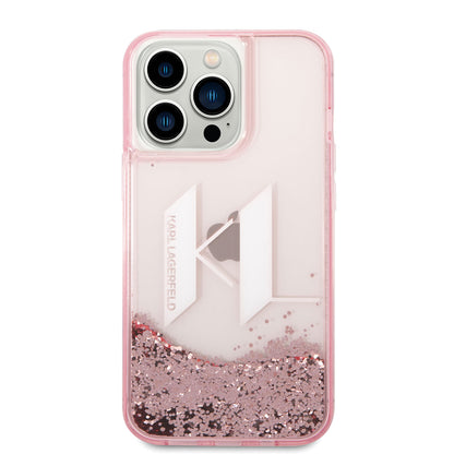 iPhone 14 Pro Max Kılıf Karl Lagerfeld Sıvılı Simli Dizayn Kapak