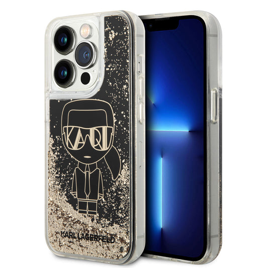 iPhone 14 Pro Max Kılıf Karl Lagerfeld Sıvılı Simli Gatsby Dizayn Kapak