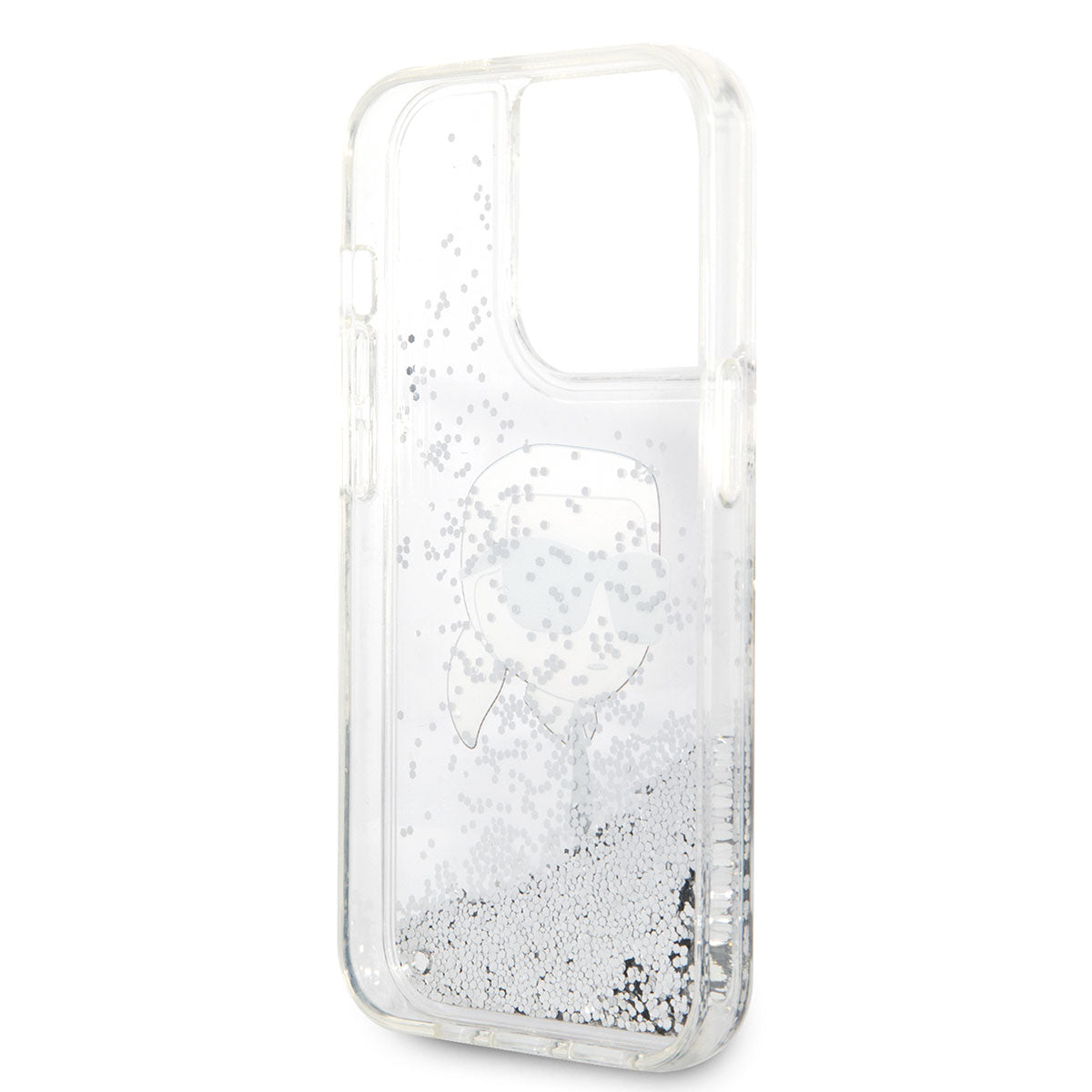 iPhone 14 Pro Max Kılıf Karl Lagerfeld Sıvılı Simli Karl Head Dizayn Kapak