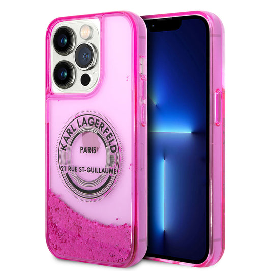 iPhone 14 Pro Max Kılıf Karl Lagerfeld Sıvılı Simli RSG Dizayn Kapak