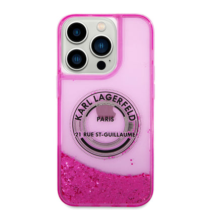 iPhone 14 Pro Max Kılıf Karl Lagerfeld Sıvılı Simli RSG Dizayn Kapak