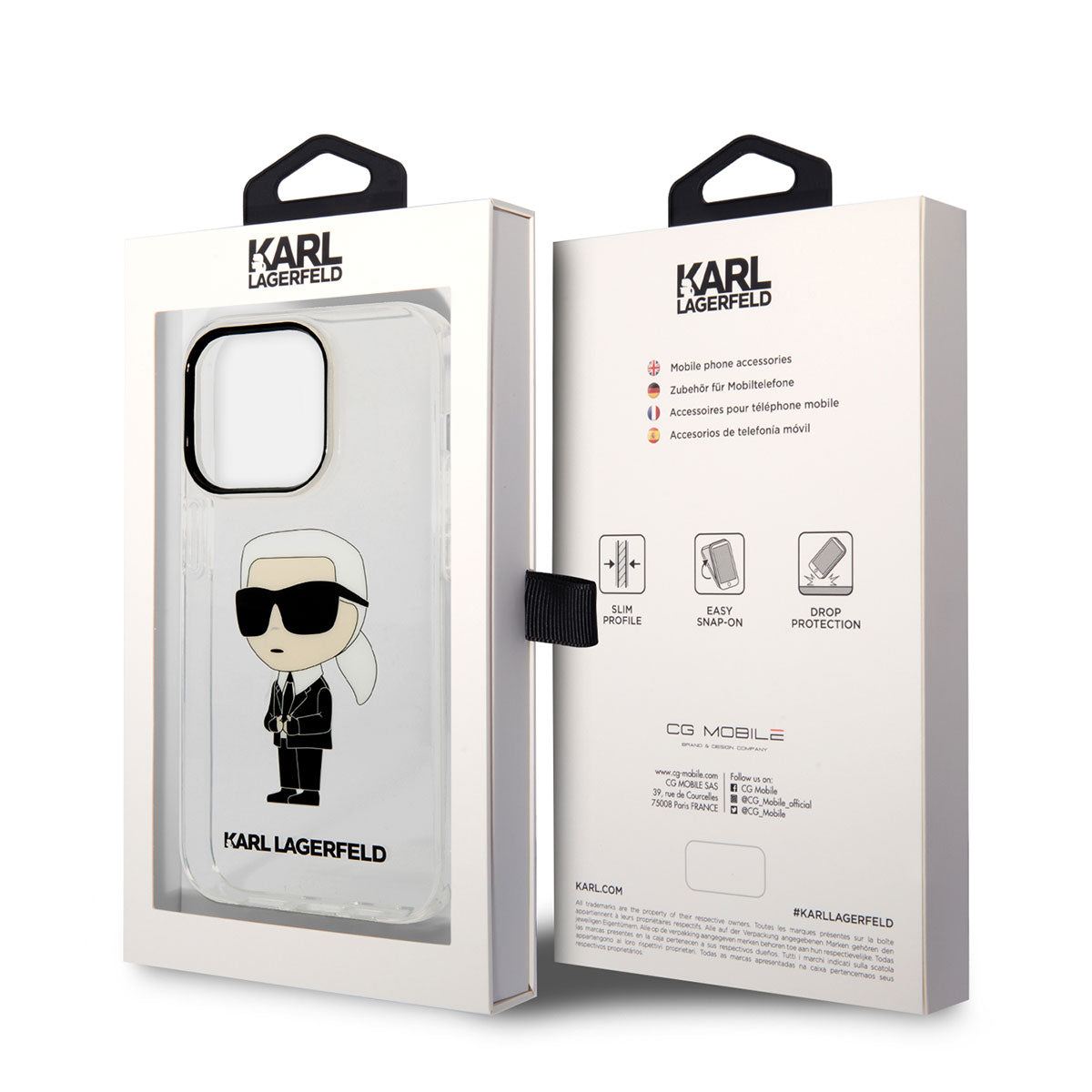 iPhone 14 Pro Max Kılıf Karl Lagerfeld Transparan İkonik Karl Dizayn Kapak