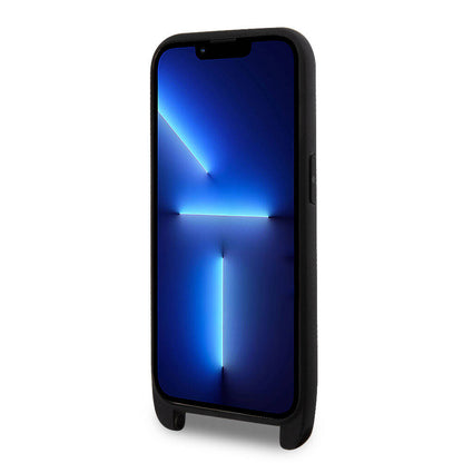 iPhone 14 Pro Max Kılıf Lacoste Orjinal Lisanslı PU Pike Desenli Arka Yüzey Askılı İkonik Timsah Dokuma Logolu Kapak