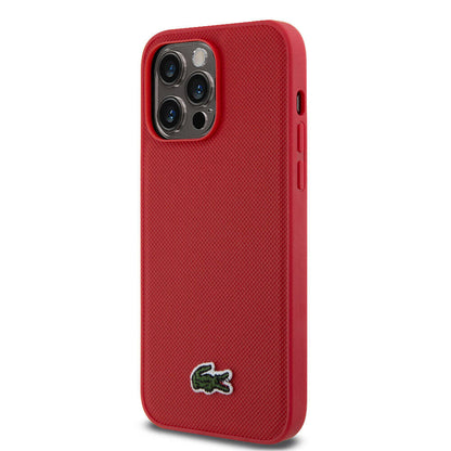 iPhone 14 Pro Max Kılıf Lacoste Orjinal Lisanslı PU Pike Desenli Arka Yüzey İkonik Timsah Dokuma Logolu Kapak