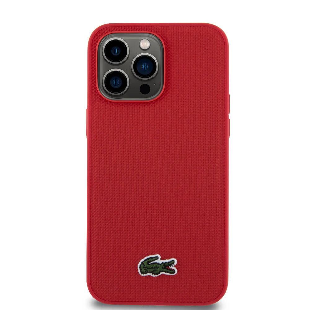iPhone 14 Pro Max Kılıf Lacoste Orjinal Lisanslı PU Pike Desenli Arka Yüzey İkonik Timsah Dokuma Logolu Kapak