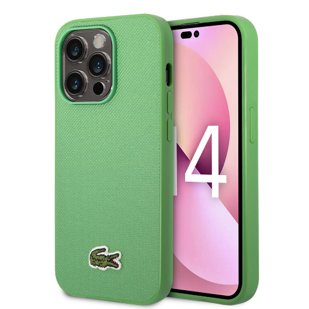 iPhone 14 Pro Max Kılıf Lacoste Orjinal Lisanslı PU Pike Desenli Arka Yüzey İkonik Timsah Dokuma Logolu Kapak