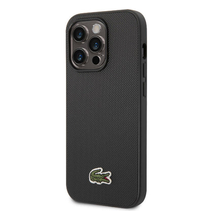 iPhone 14 Pro Max Kılıf Lacoste Orjinal Lisanslı PU Pike Desenli Arka Yüzey İkonik Timsah Dokuma Logolu Kapak