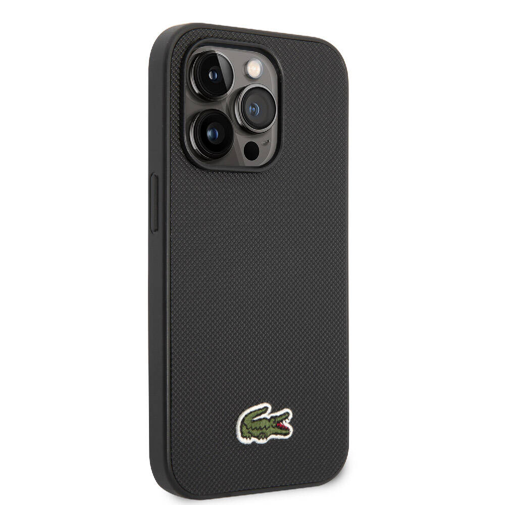 iPhone 14 Pro Max Kılıf Lacoste Orjinal Lisanslı PU Pike Desenli Arka Yüzey İkonik Timsah Dokuma Logolu Kapak