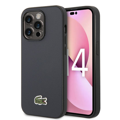 iPhone 14 Pro Max Kılıf Lacoste Orjinal Lisanslı PU Pike Desenli Arka Yüzey İkonik Timsah Dokuma Logolu Kapak