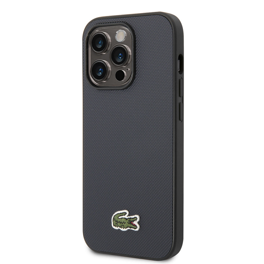 iPhone 14 Pro Max Kılıf Lacoste Orjinal Lisanslı PU Pike Desenli Arka Yüzey İkonik Timsah Dokuma Logolu Kapak