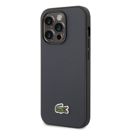 iPhone 14 Pro Max Kılıf Lacoste Orjinal Lisanslı PU Pike Desenli Arka Yüzey İkonik Timsah Dokuma Logolu Kapak