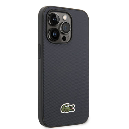 iPhone 14 Pro Max Kılıf Lacoste Orjinal Lisanslı PU Pike Desenli Arka Yüzey İkonik Timsah Dokuma Logolu Kapak